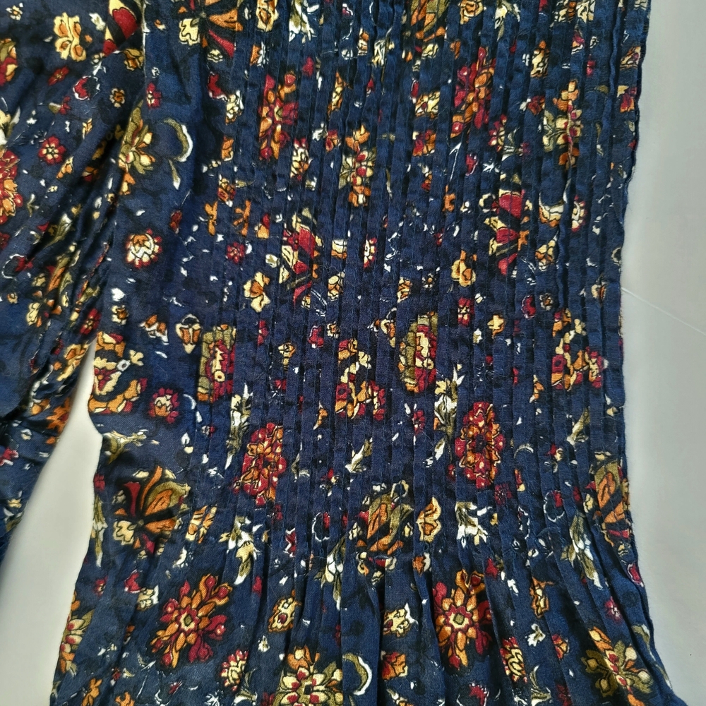 Veronica Beard Shireen Floral Print Midi Fall Autumn Dress Pintuck Lace Size 2 - Picture 14 of 15